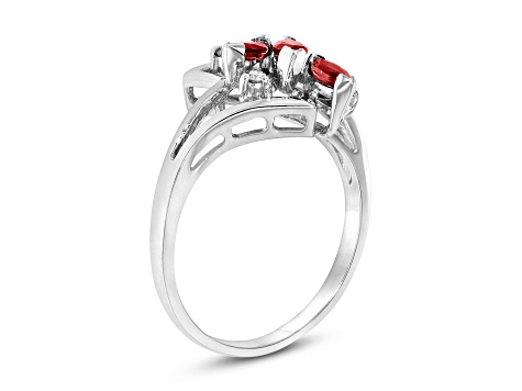 0.41ctw Diamond and Ruby Marquise Ring in 14k White Gold