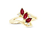 0.41ctw Diamond and Ruby Marquise Ring in 14k Yellow Gold