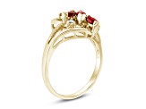 0.41ctw Diamond and Ruby Marquise Ring in 14k Yellow Gold
