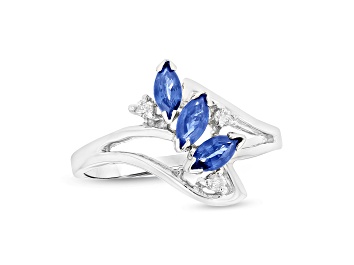 Picture of 0.41ctw Sapphire and Diamond Ring in 14k White Gold