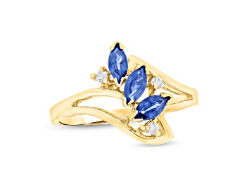 Picture of 0.41ctw Sapphire and Diamond Ring in 14k Yellow Gold