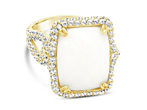 Judith Ripka 7.25ct White Agate And 2.63ctw Bella Luce 14K Gold Clad Ring
