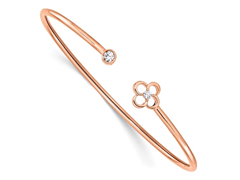 14K Rose Gold Lab Grown Diamond VS/SI GH, Floral Flexible Bangle