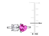 2 1/2 CT TGW Created Pink and White Sapphire Open Heart Ring in Sterling Silver