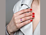 2 1/2 CT TGW Created Pink and White Sapphire Open Heart Ring in Sterling Silver
