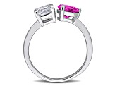 2 1/2 CT TGW Created Pink and White Sapphire Open Heart Ring in Sterling Silver