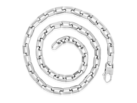 Invicta Jewelry Men's Beveled Edge Large Nautical Oval Link Chain Necklace (10mm) - 24"