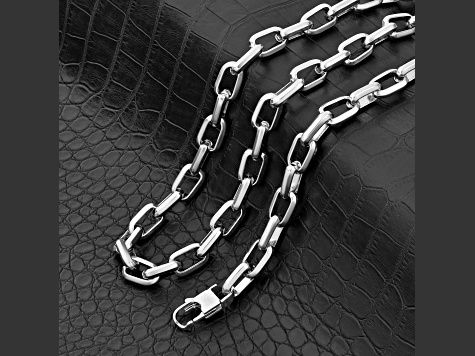 Invicta Jewelry Men's Beveled Edge Large Nautical Oval Link Chain Necklace (10mm) - 24"