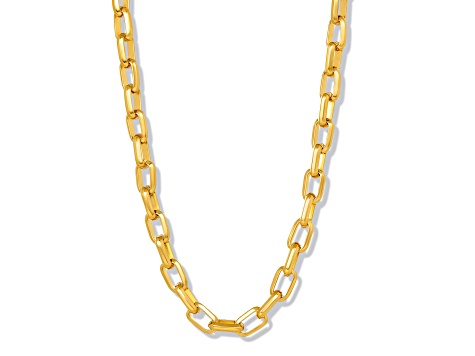 Invicta Jewelry Men's Beveled Edge Large Oval Link Yellow Steel Chain Necklace (10mm) - 24"