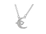 Judith Ripka 0.14ct White Topaz Rhodium over Sterling Silver Crescent Moon Station Necklace