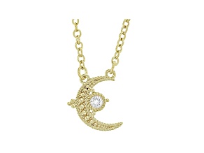 Judith Ripka 0.14ct White Topaz 14k Gold Clad Crescent Moon Station Necklace