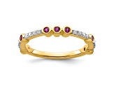 14K Yellow Gold Stackable Expressions Rhodolite Garnet and Diamond Ring 0.285ctw