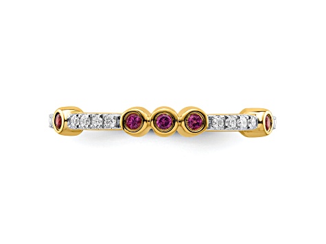 14K Yellow Gold Stackable Expressions Rhodolite Garnet and Diamond Ring 0.285ctw