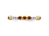 14K Yellow Gold Stackable Expressions Rhodolite Garnet and Diamond Ring 0.285ctw