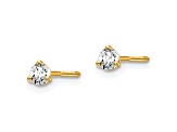 14K Yellow Gold Lab Grown Diamond 1/5ctw VS/SI GH Screw Back 3-Prong Earrings