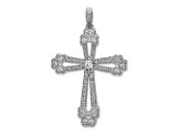 Rhodium Over 14K White Gold 3/8ct. Diamond Budded Cross Pendant