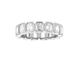 3.30ctw Emerald Cut Lab Grown Diamond Bezel Set Eternity Ring in 14k White Gold