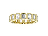 3.30ctw Emerald Cut Lab Grown Diamond Bezel Set Eternity Ring in 14k Yellow Gold