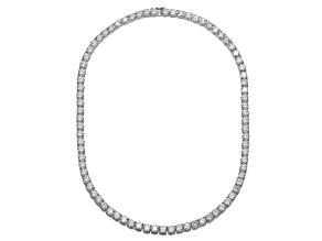 4mm Clear Cubic Zirconia, Rhodium Plated over Brass Tennis Necklace