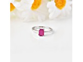 7x5mm Rectangular Octagonal Ruby Sterling Silver Ring, 1.5ct