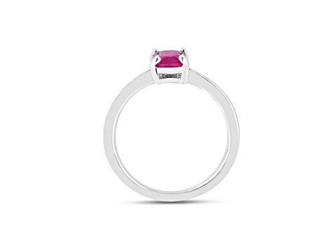 7x5mm Rectangular Octagonal Ruby Sterling Silver Ring, 1.5ct
