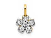 10k Yellow Gold and Rhodium Over 10k Yellow Gold Small Cubic Zirconia Flower Charm