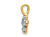 10k Yellow Gold and Rhodium Over 10k Yellow Gold Small Cubic Zirconia Flower Charm
