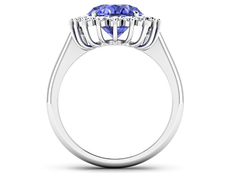 3.97ctw Violet Tanzanite and Diamond 14K White Gold Halo Ring