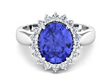 3.97ctw Violet Tanzanite and Diamond 14K White Gold Halo Ring