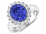 3.97ctw Violet Tanzanite and Diamond 14K White Gold Halo Ring