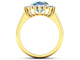 3.44ctw Blue Aquamarine and Diamond 14K Yellow Gold Halo Ring