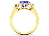 3.97ctw Violet Tanzanite and Diamond 14K Yellow Gold Halo Ring