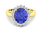 3.97ctw Violet Tanzanite and Diamond 14K Yellow Gold Halo Ring