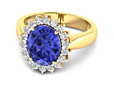 3.97ctw Violet Tanzanite and Diamond 14K Yellow Gold Halo Ring