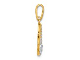 10k Yellow Gold and Rhodium Over 10k Yellow Gold Cubic Zirconia Dog in Heart Charm