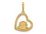 10k Yellow Gold and Rhodium Over 10k Yellow Gold Cubic Zirconia Dog in Heart Charm