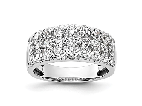 Rhodium Over 14K White Gold Pave Diamond Wedding Band 2.05ctw