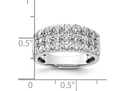 Rhodium Over 14K White Gold Pave Diamond Wedding Band 2.05ctw