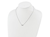Rhodium Over Sterling Silver Polished Fancy Cubic Zirconia Bar Necklace