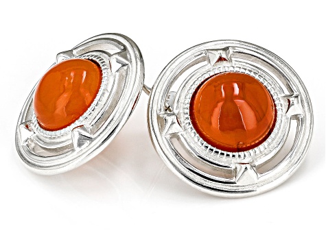 10mm Carnelian Gemstone Sterling Silver Earrings