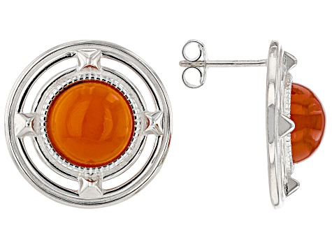 10mm Carnelian Gemstone Sterling Silver Earrings