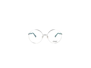 Chloe Round Full-Frame Silver Tone Eyeglass Frames with Blue Arms