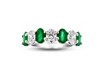 Oval Emerald and Diamond 14k White Gold Band Ring 2.91ctw