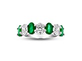 Oval Emerald and Diamond 14k White Gold Band Ring 2.91ctw