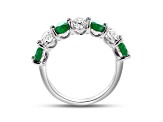 Oval Emerald and Diamond 14k White Gold Band Ring 2.91ctw