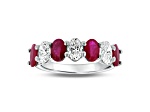 Oval Ruby and Diamond 14k White Gold Band Ring 2.95ctw