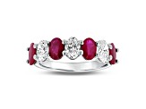 Oval Ruby and Diamond 14k White Gold Band Ring 2.95ctw