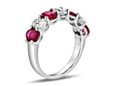 Oval Ruby and Diamond 14k White Gold Band Ring 2.95ctw