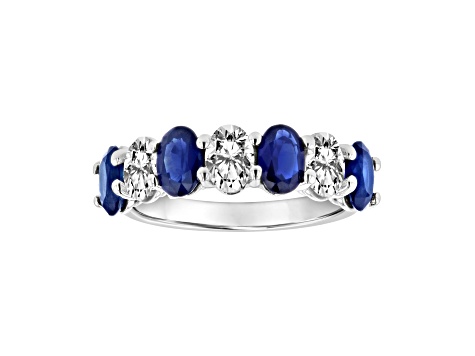 Oval Sapphire and Diamond 14k White Gold Band Ring 2.90ctw