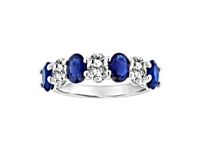 Oval Sapphire and Diamond 14k White Gold Band Ring 2.90ctw
